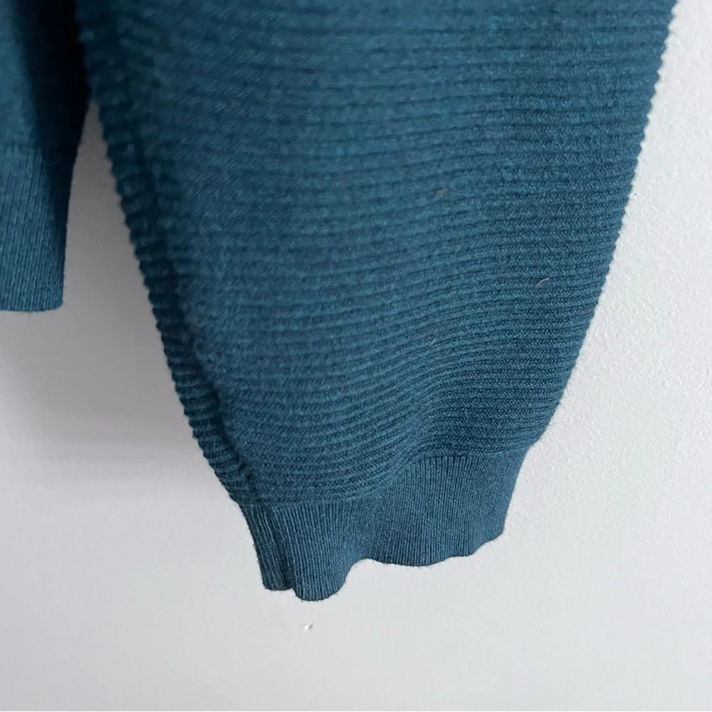Men’s Ted Baker London Pullover 1/3 Zip Ribbed Sweater Teal Business Casual